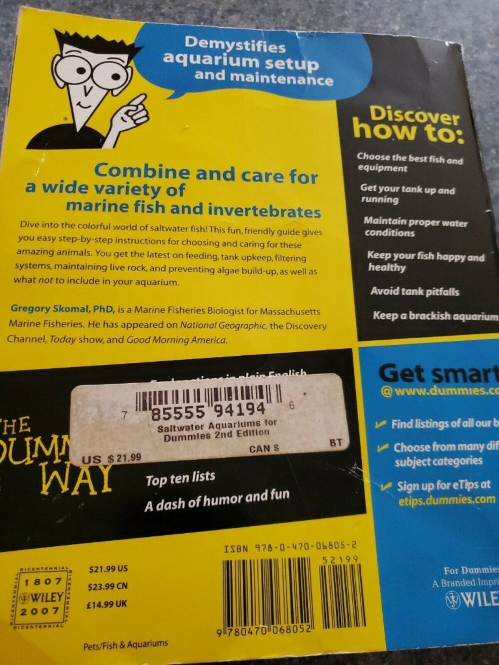 Saltwater Aquariums for Dummies® by Gregory Skomal (2007, Perfect, Revised edit…